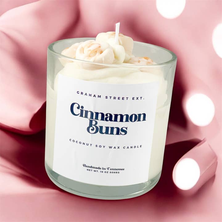 Graham Street Ext. - Wholesale Jar/Filled Candle - Cinnamon Bun Dessert Candle 1