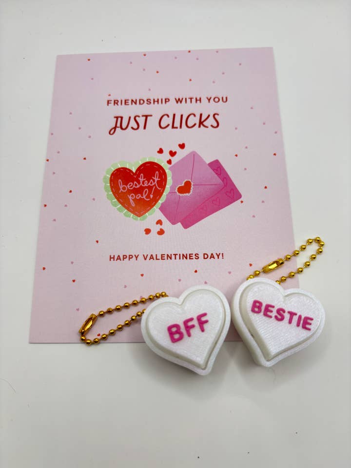 BFF Valentine's Day Card and Clicker for wholesale by Stella Cake Creations
