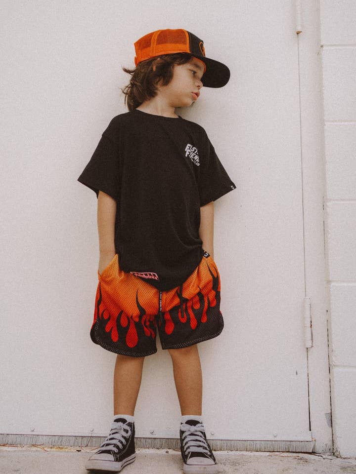 Little Trouble - Wholesale Shorts – Kids - Heater Flame Shorts Orange2