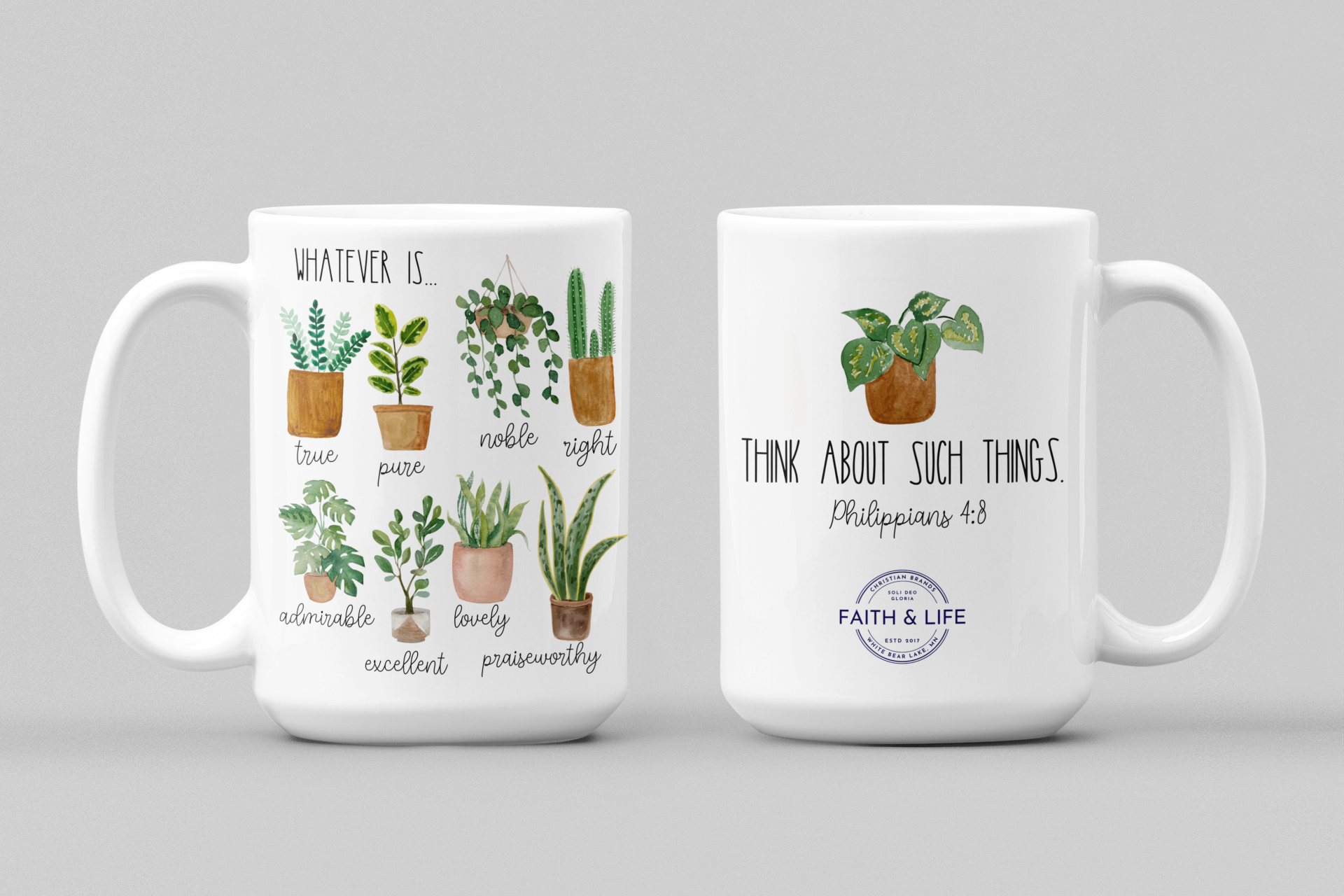 Faith & Life Christian Brands - Wholesale Coffee Mug - Philippians 4:8 Think About Such Things 15 oz. Mug2