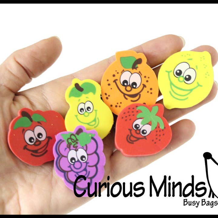 Curious Minds Toys - Vendita all'ingrosso Gomma da cancellare - Bambini - 24 gomme da cancellare alla frutta - Gomma da cancellare originale e funzionale Adorabile No