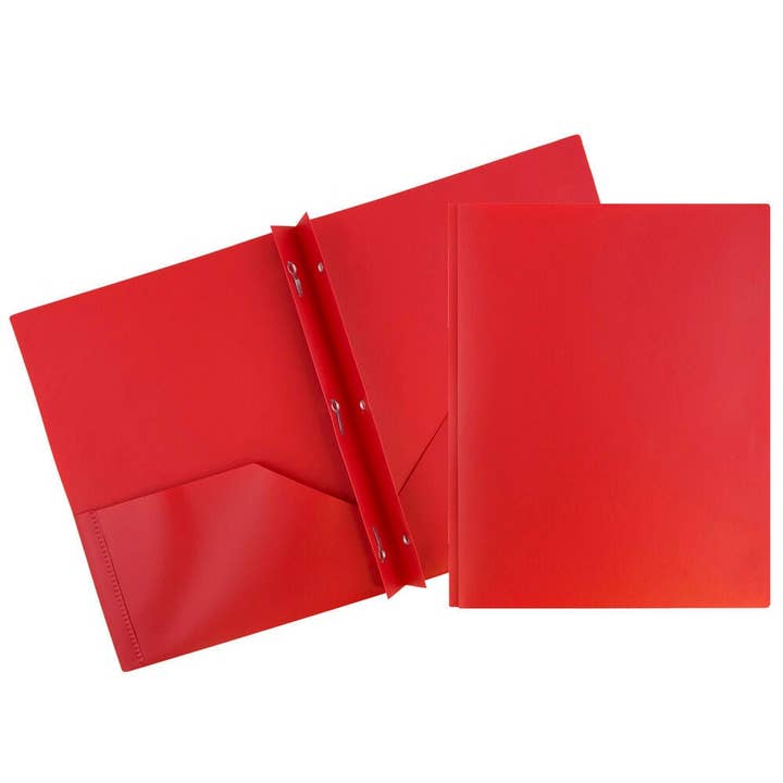 JAM PAPER - Wholesale Folders - Plastic Color POP 2-Pocket Folders with Metal Prongs, 6-Pack