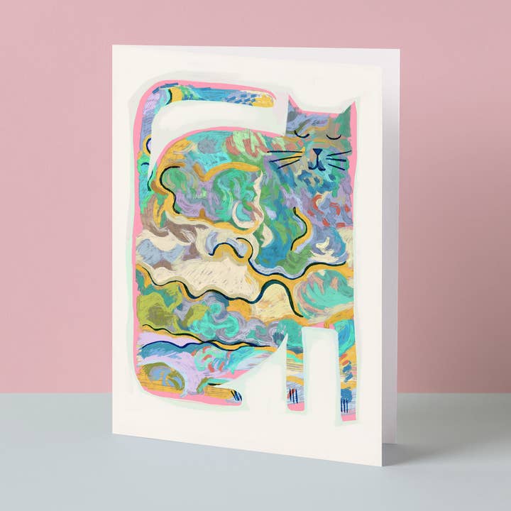 Vincat Catscapes Greetings Card for wholesale by Niaski - Feline Fine Art (USA DUTIES PAID)