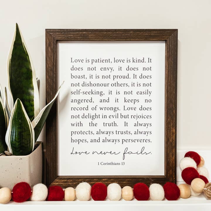 Knotty Design Co. - Wholesale Sign - Love Never Fails Framed Wood Sign2