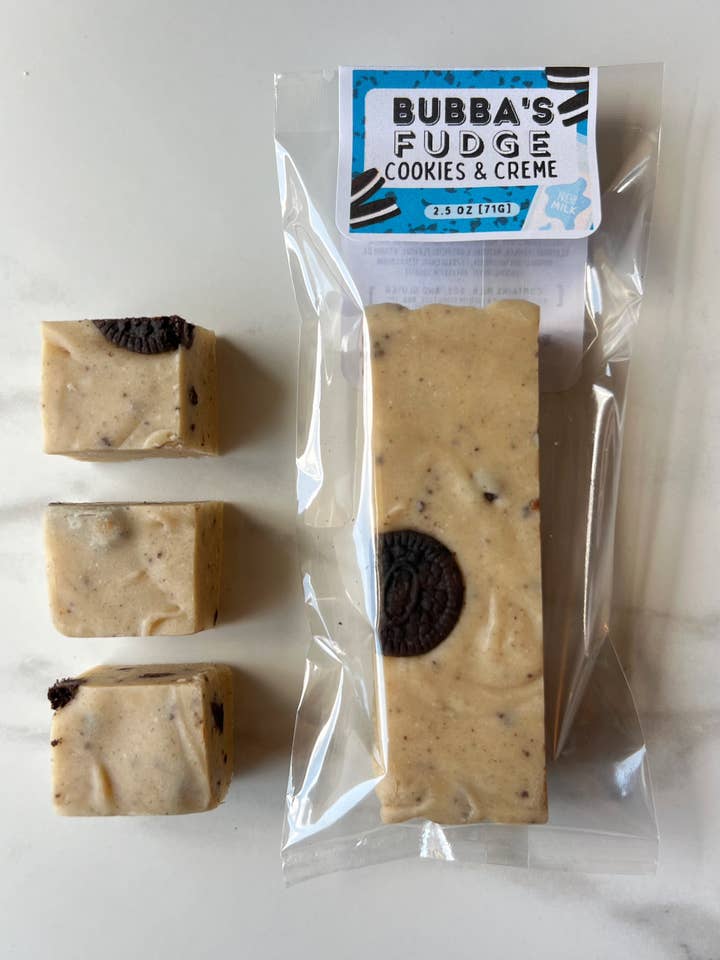 Cookies & Crème Fudge Mini for wholesale by Bubba's Fudge