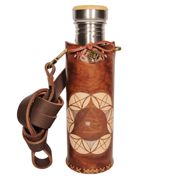 Brown - Horus-Seed of Life -A- Deluxe Water Bottle Holder for wholesale by Vesica