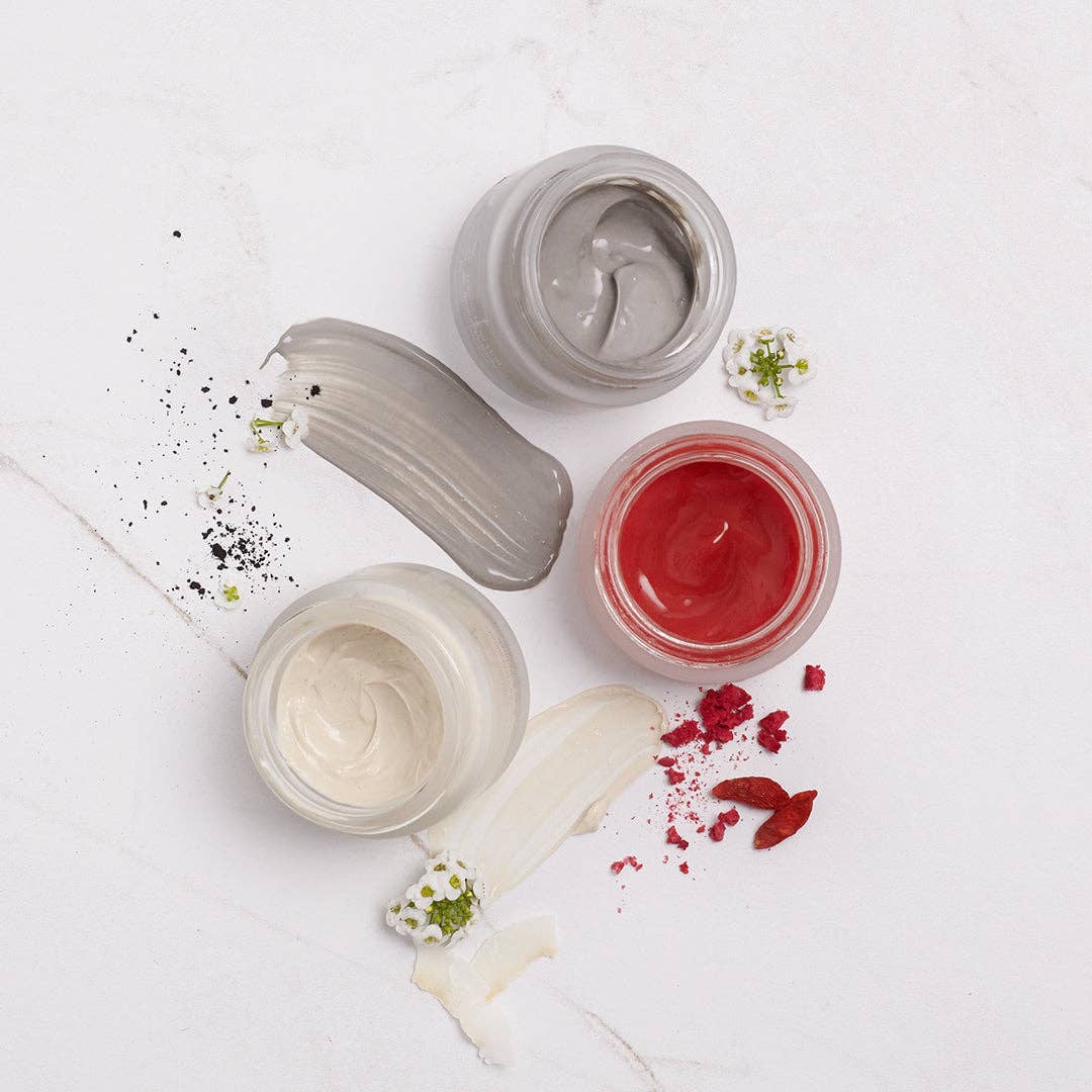 SkinfoodNZ – wholesale Ansiktsmasker – Detox Trio med flera masker - Komplett set med 3 ansiktsmasker och applikationsborste3