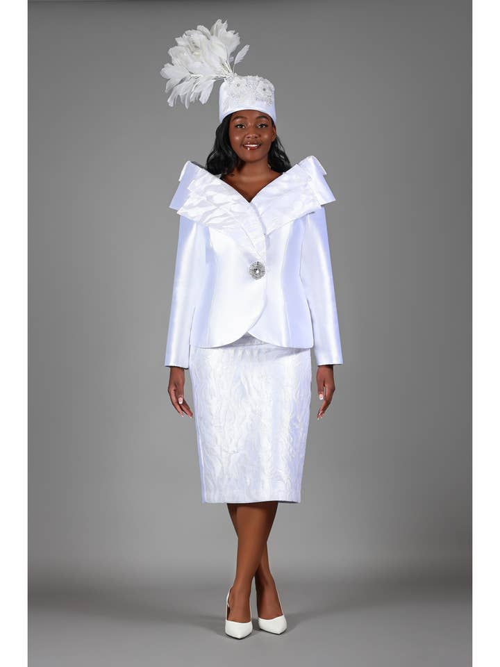 2pc Silky Twl+Seq Lace Skt Suit w/ Shoulder Dtl for wholesale by Giovanna