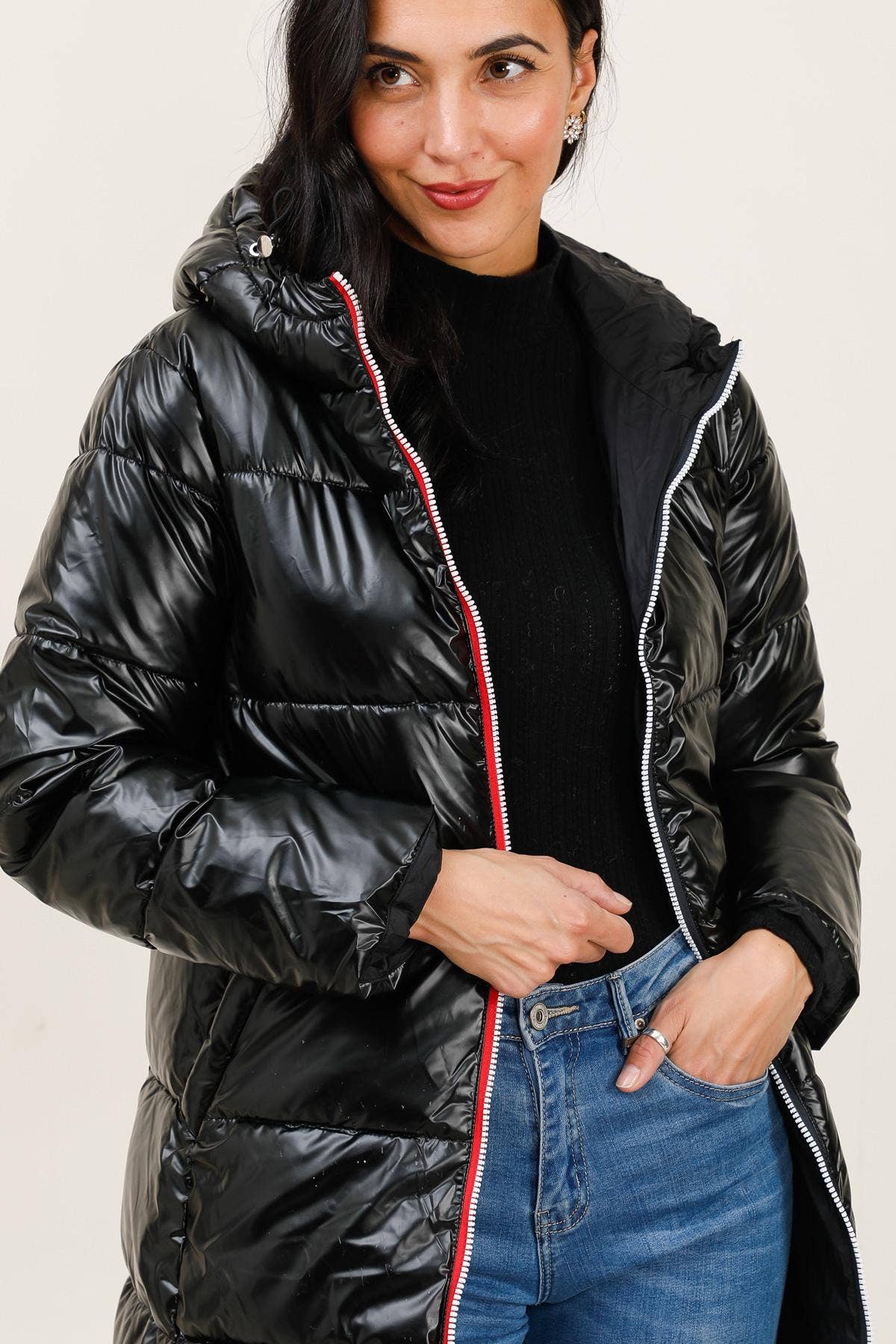 Attrait Paris - Wholesale Puffer Jacket - Women's - Mid-length reversible waterproof puffer jacket22