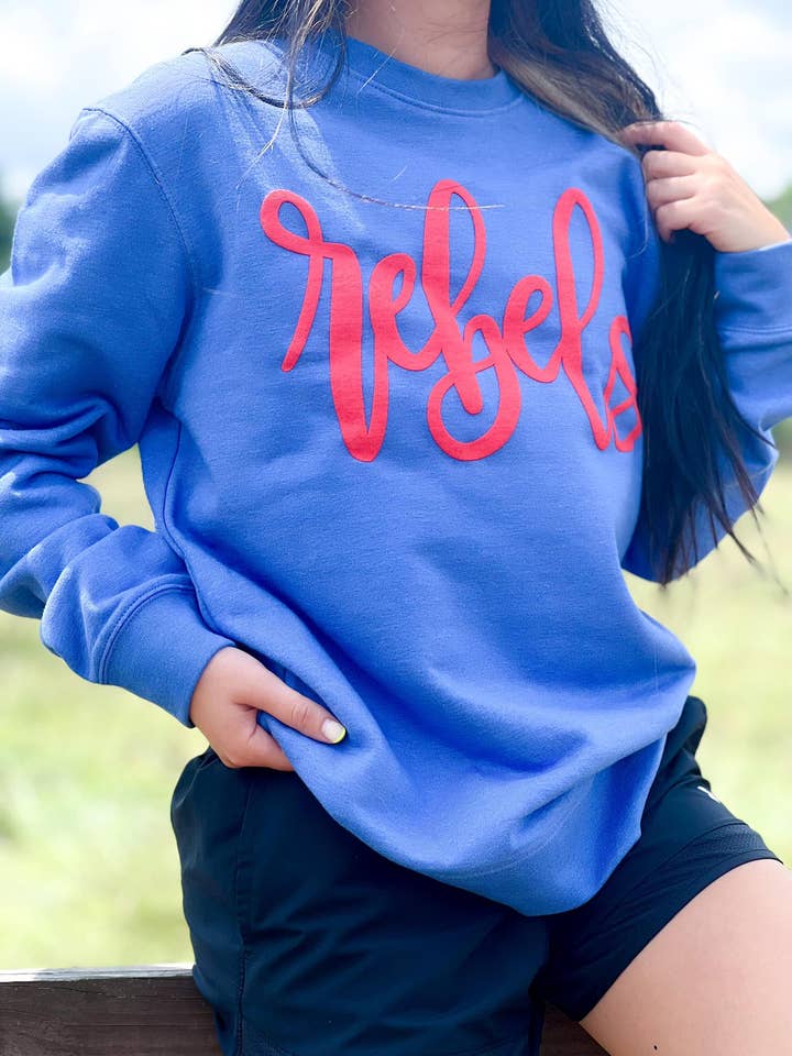 CUSTOM Team Hand Lettered PUFF Screen Print Sweatshirts for wholesale by Truelove Apparel