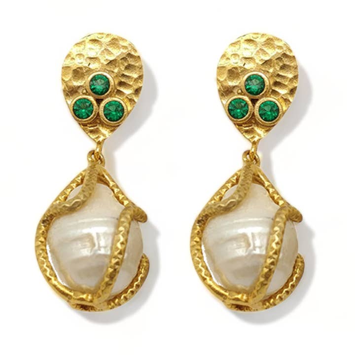 Pearl Handmade Gold Earrings for wholesale by ZEYZEY