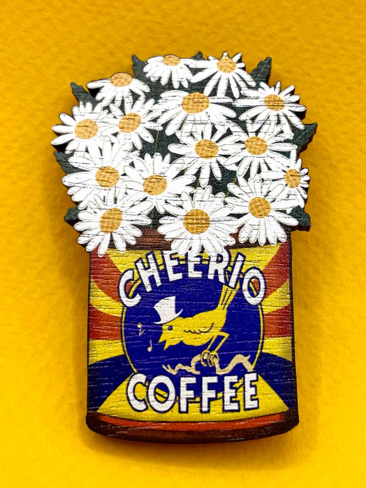 Summer Tin Pin Wooden Brooch - Daisy for wholesale by Su Owen