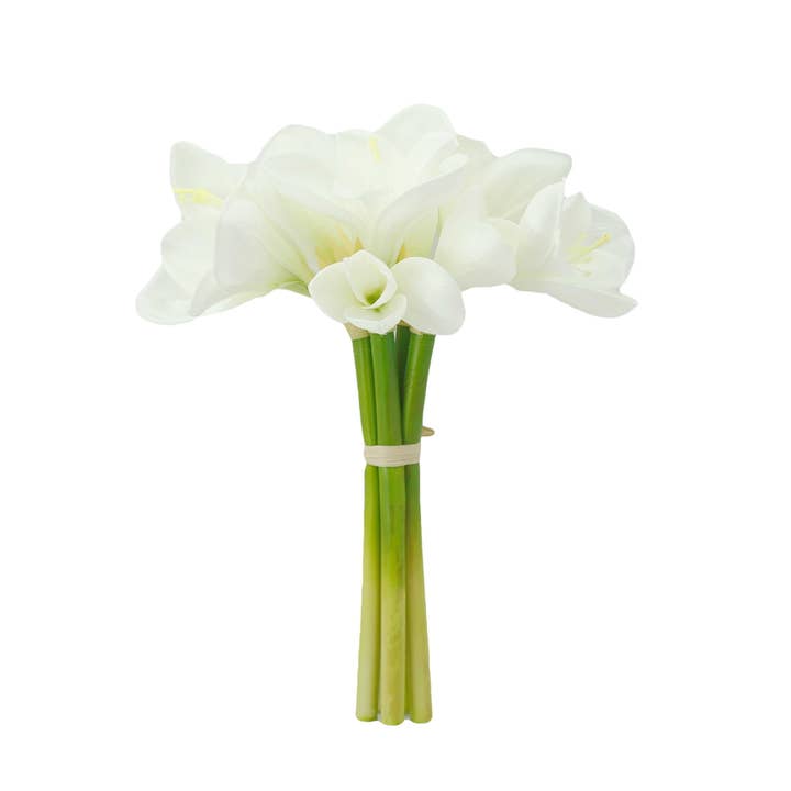 Angel Isabella - Wholesale Artificial Flowers - 12" Real Touch faux Amaryllis-8 blooms 2 buds