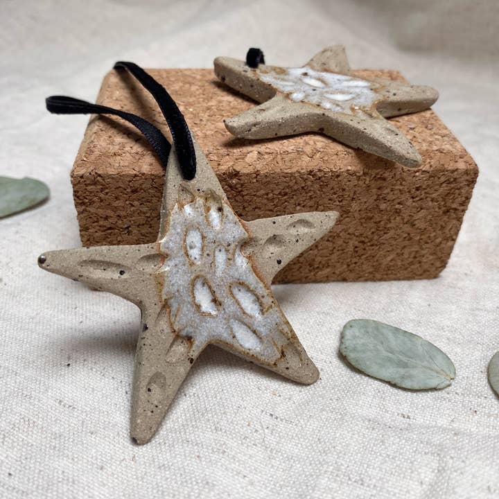Speckled Star Ceramic Hanging Decoration | Rustic Stoneware for wholesale by Hannah Bigley