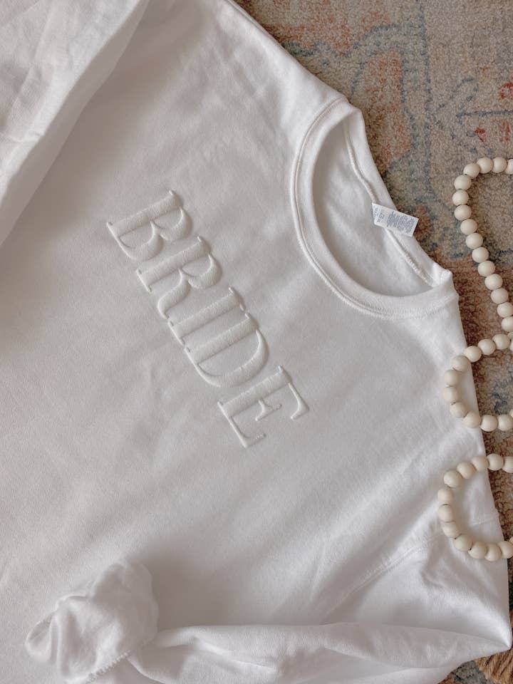 Bride "Embossed" -White Sweatshirt for wholesale by Creative 1324