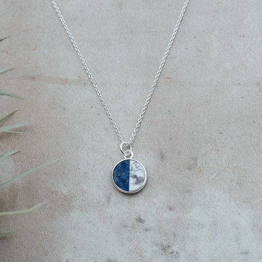 Wild Abandon Jewelry - Wholesale Pendant/Charm Necklace - radius necklace-howlite/lapis lazuli1