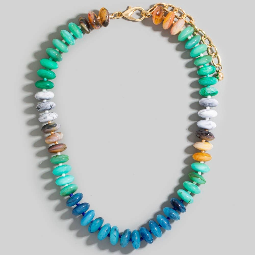 The Looks by Fame Accessories - Vente Colliers à pendentif - Collier de perles en résine marbrée mélangée1