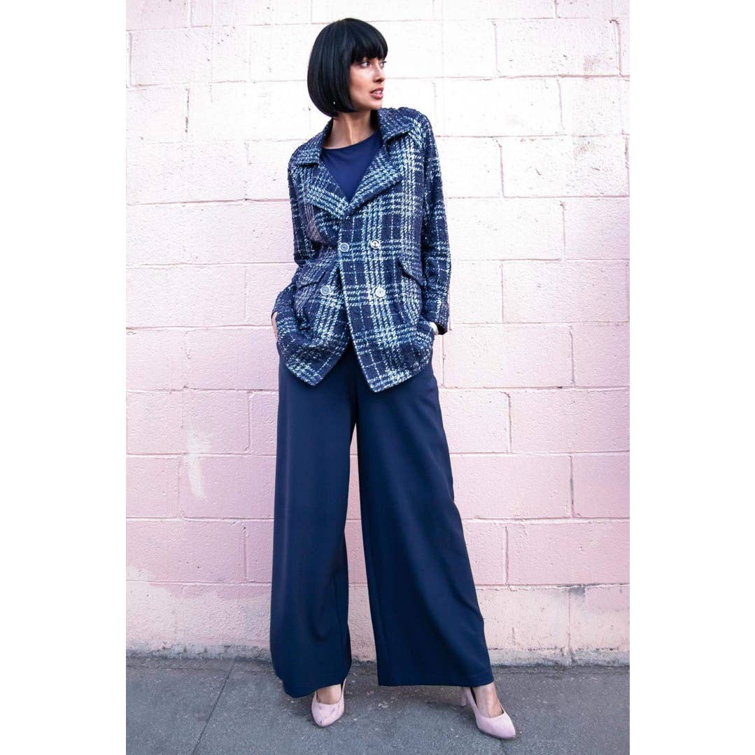 Logan Mantel mit Karomuster im Herbst - Midnight Paris für den Großhandel von Eva Franco