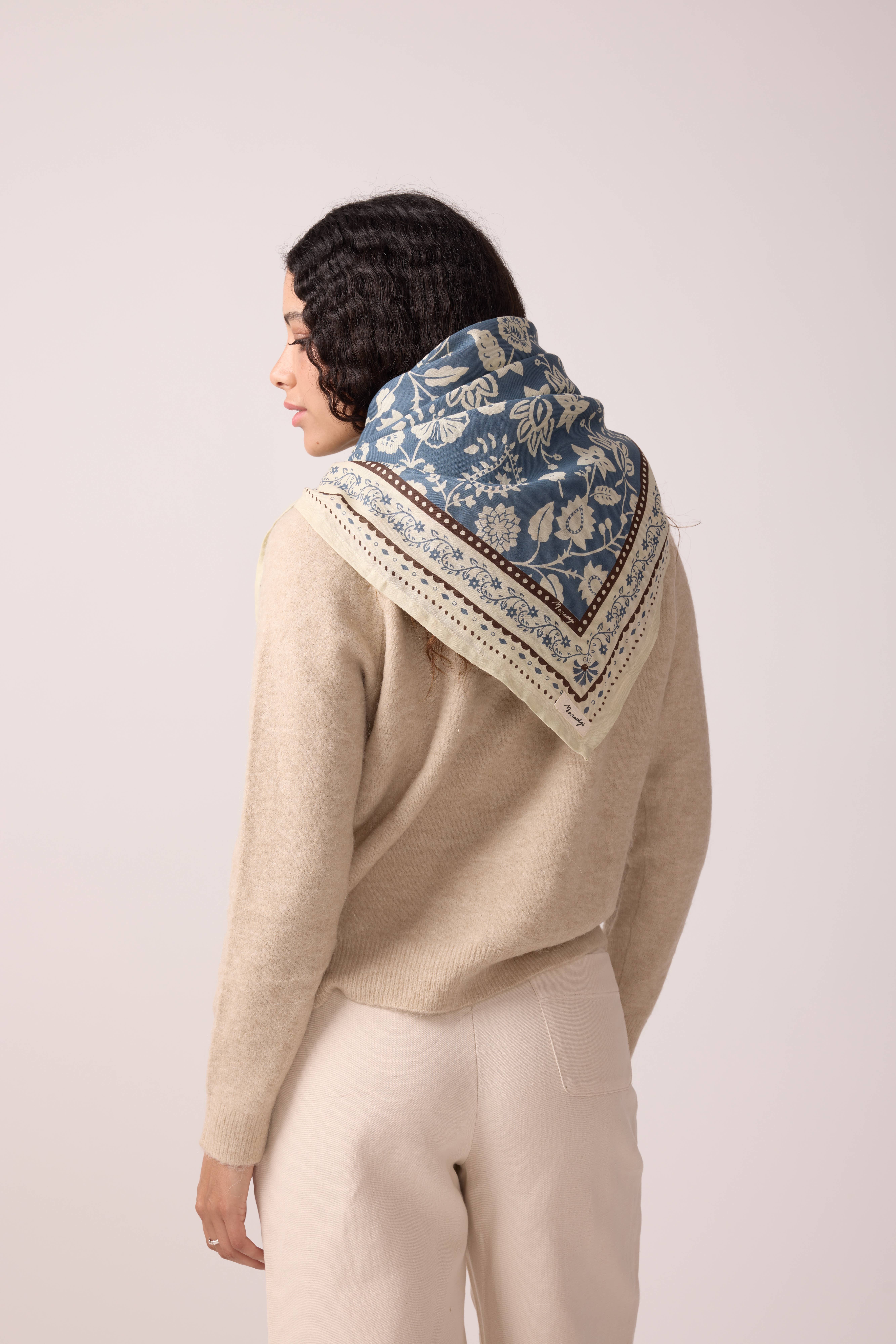 Maradji - Wholesale Scarf - Women's - STORM BLUE COTTON TWILL SCARF INDIENNES9