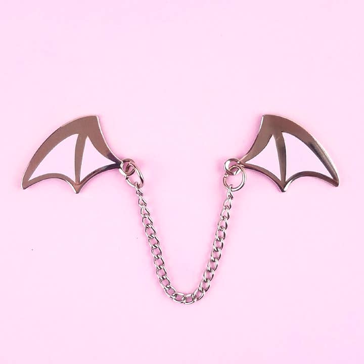 Demon Wings Silver/Lilac Enamel Pin for wholesale by Flea Circus