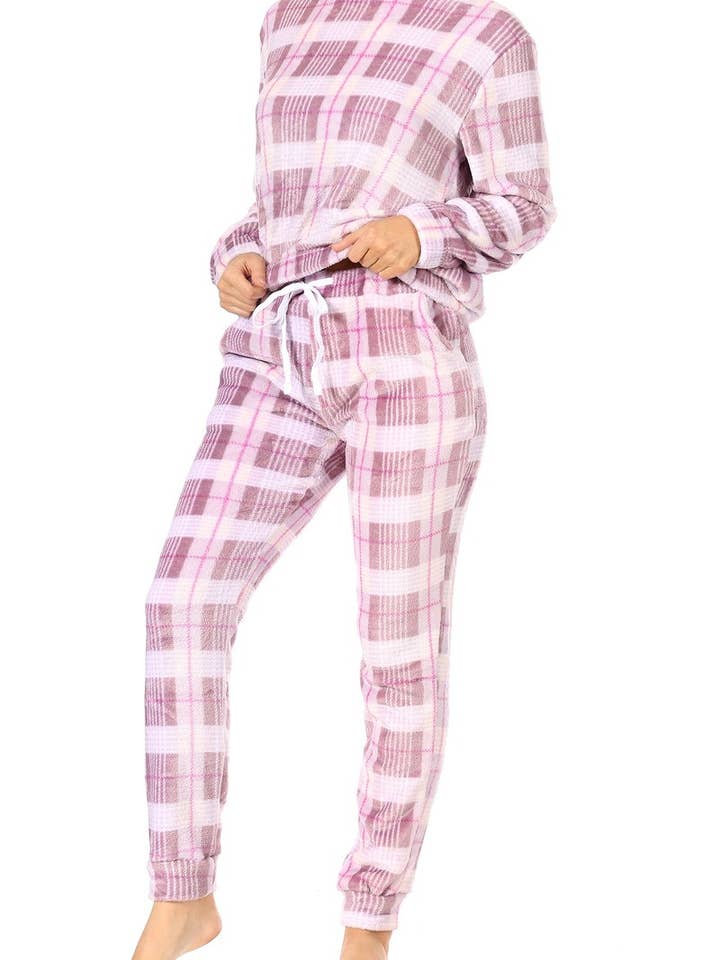 Kvinnors 2-delat dubbel sida pullover+joggare pyjamas set för wholesale av REDFINCH APPAREL INC