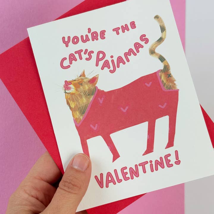 You're the Cat's Pajamas Valentines Day Card for wholesale by Kendra Lee Miller Art