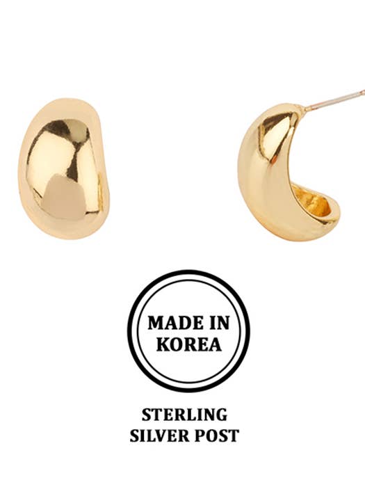 ( W453 ) 18K GOLD ÜBERZOGENE Dome Huggie Ohrringe für den Großhandel von Jewelry Max