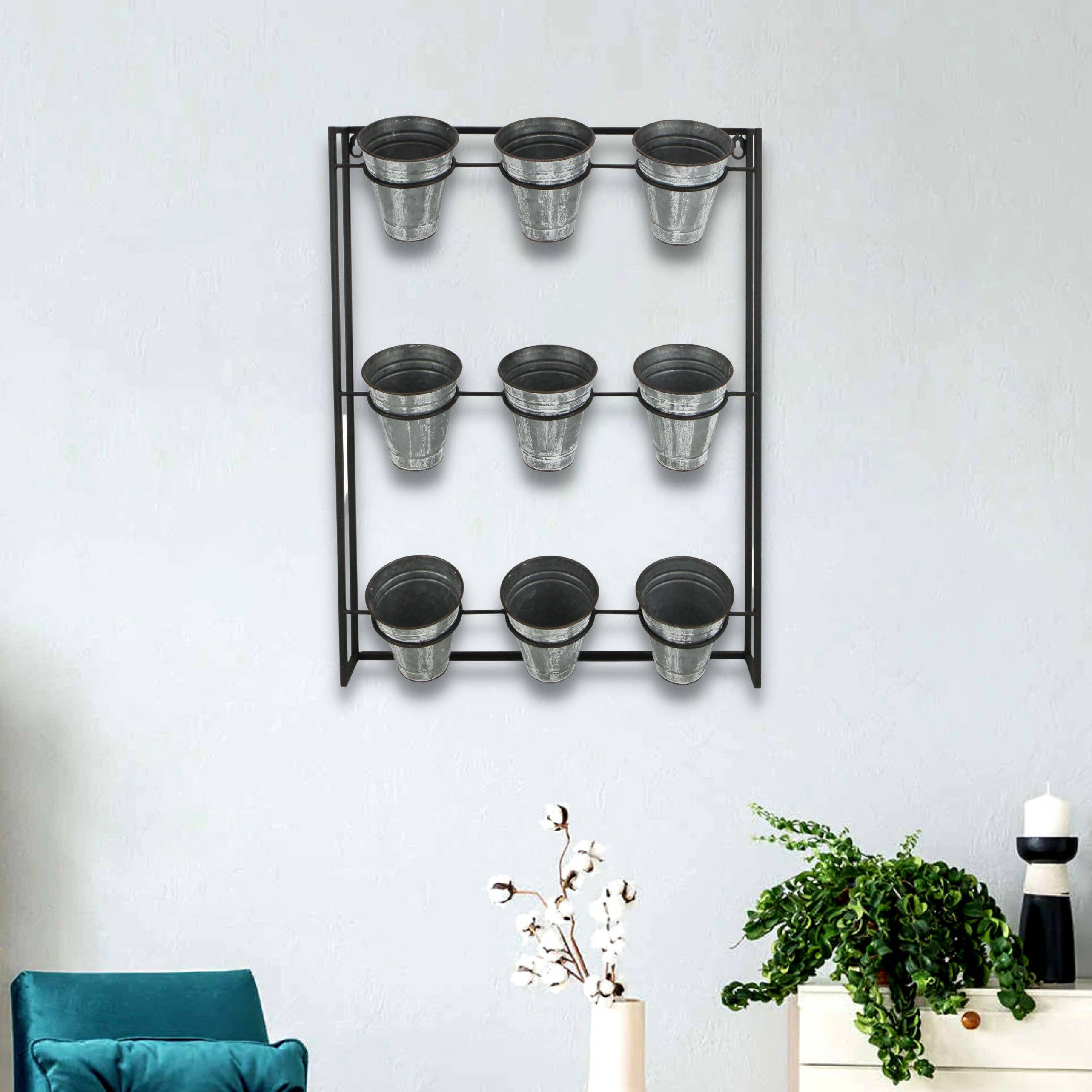 Cheungs Home Decor - Wholesale Wall Planter - Ione 9 Pot Wall Planter with Metal Wall Frame1