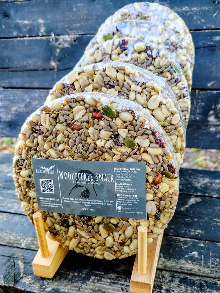 Stackable 6" Birdseed Patties (Woodpecker Snack) for wholesale by Backyard Tailz
