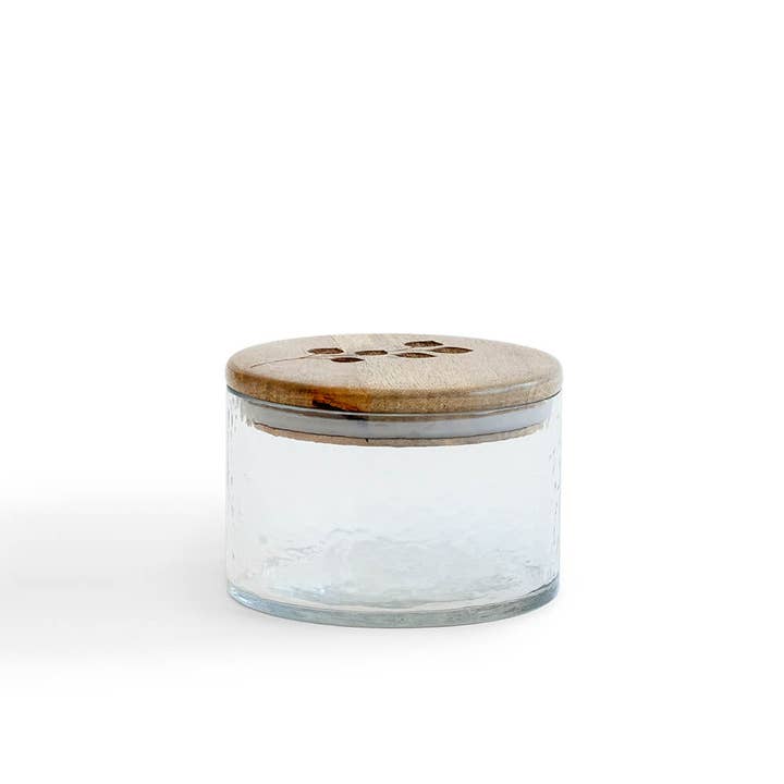 ExpoBazaar - Wholesale Jar - Glass Jar | Leafy Twig Container with Wooden Lid-700 ml1