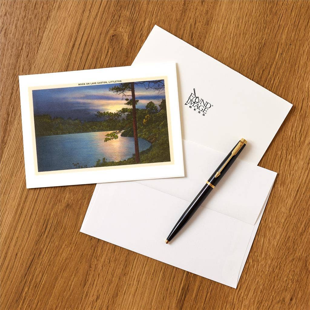 Found Image Press - Wholesale Stationery/Notecard Set - Greeting Card NC-385 Moon on Lake Gaston1
