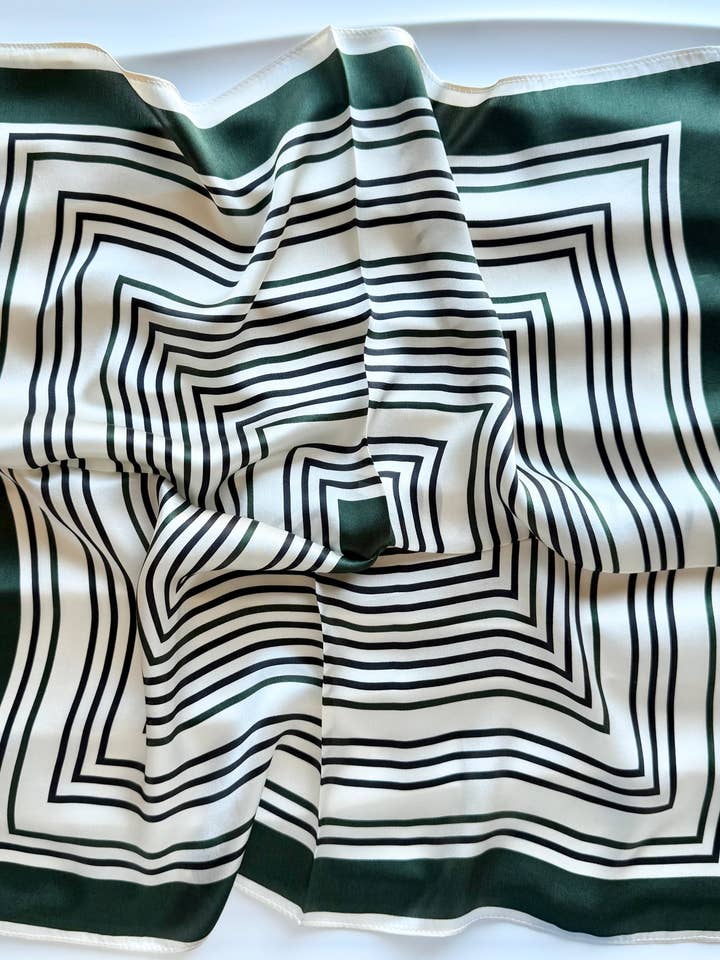 Geo Square Silk Neck Scarf for wholesale by Greenwood Designs