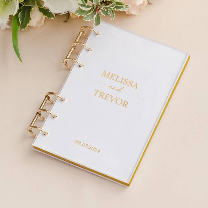 Clear Acrylic Vow Pocket Notebook - Classic Couple for wholesale by Weddingstar Inc.