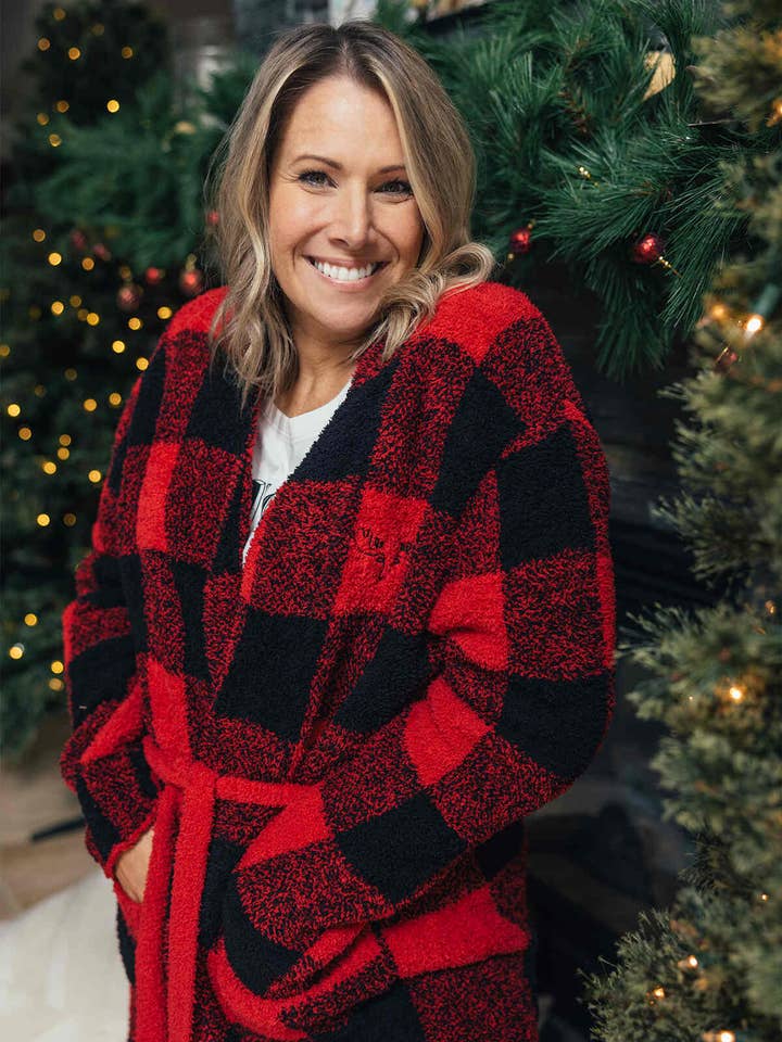 Plush Plaid Robe - MMRB900 for wholesale by MILLIE + MOOSE