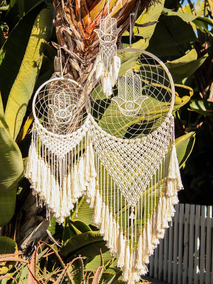 Hamsa & Evil Eye Stone Dreamcatcher for wholesale by Bali Queen