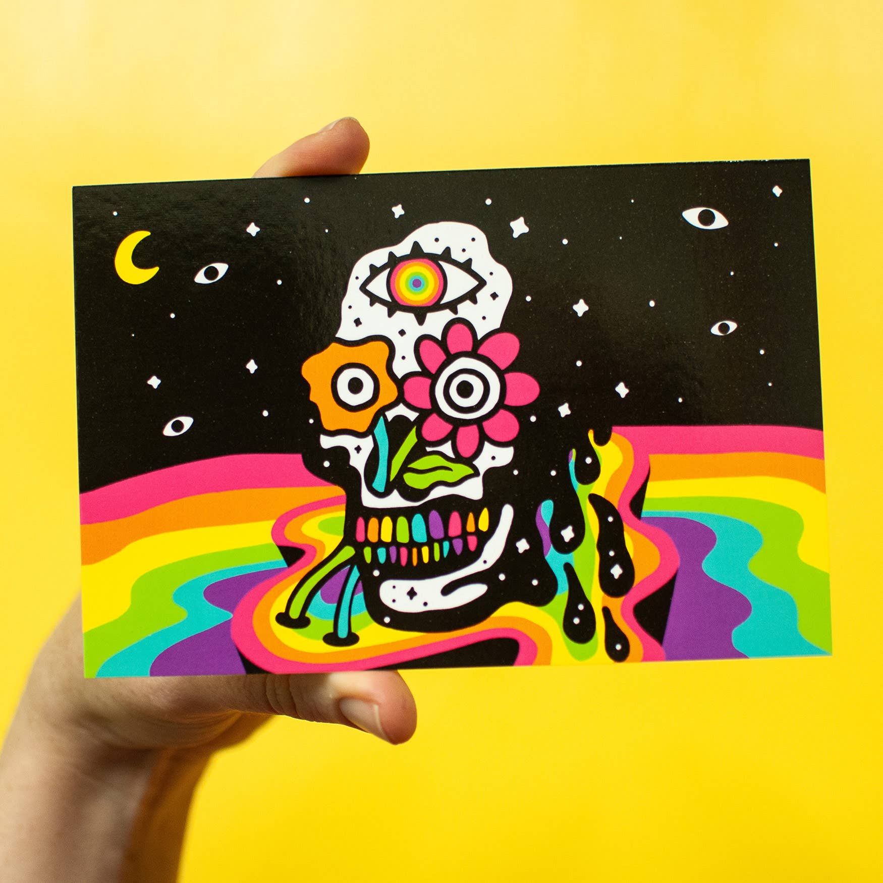 Wokeface - Wholesale Postcard - Postcard - Rainbow Skull1