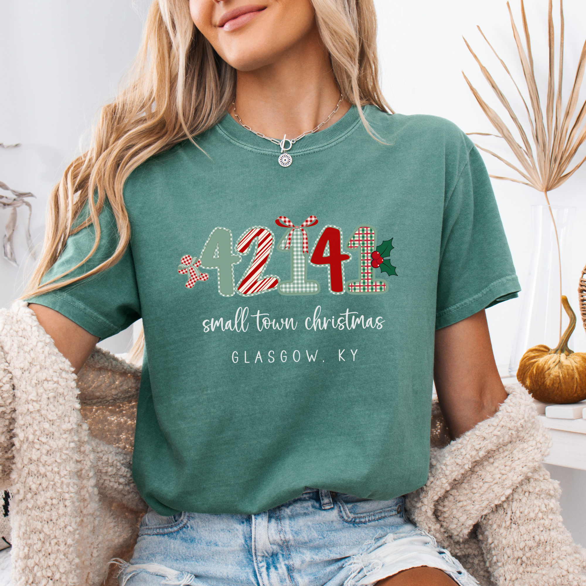 Scripted Pearl - Wholesale Screen Printed T-Shirt - Women's - Custom Zip Code Small Town Christmas Comfort Colors T Shirt2