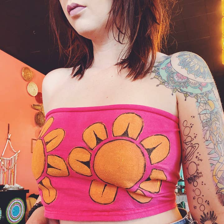 Flower Power Retro Knit Tube Top for wholesale by TimberJune