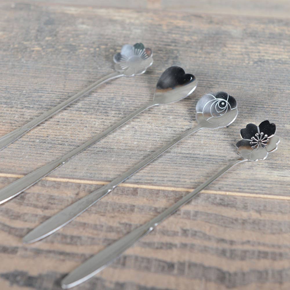 AULICA - Wholesale Table Spoon (Cutlery) - Long flower silver spoons - set of 41