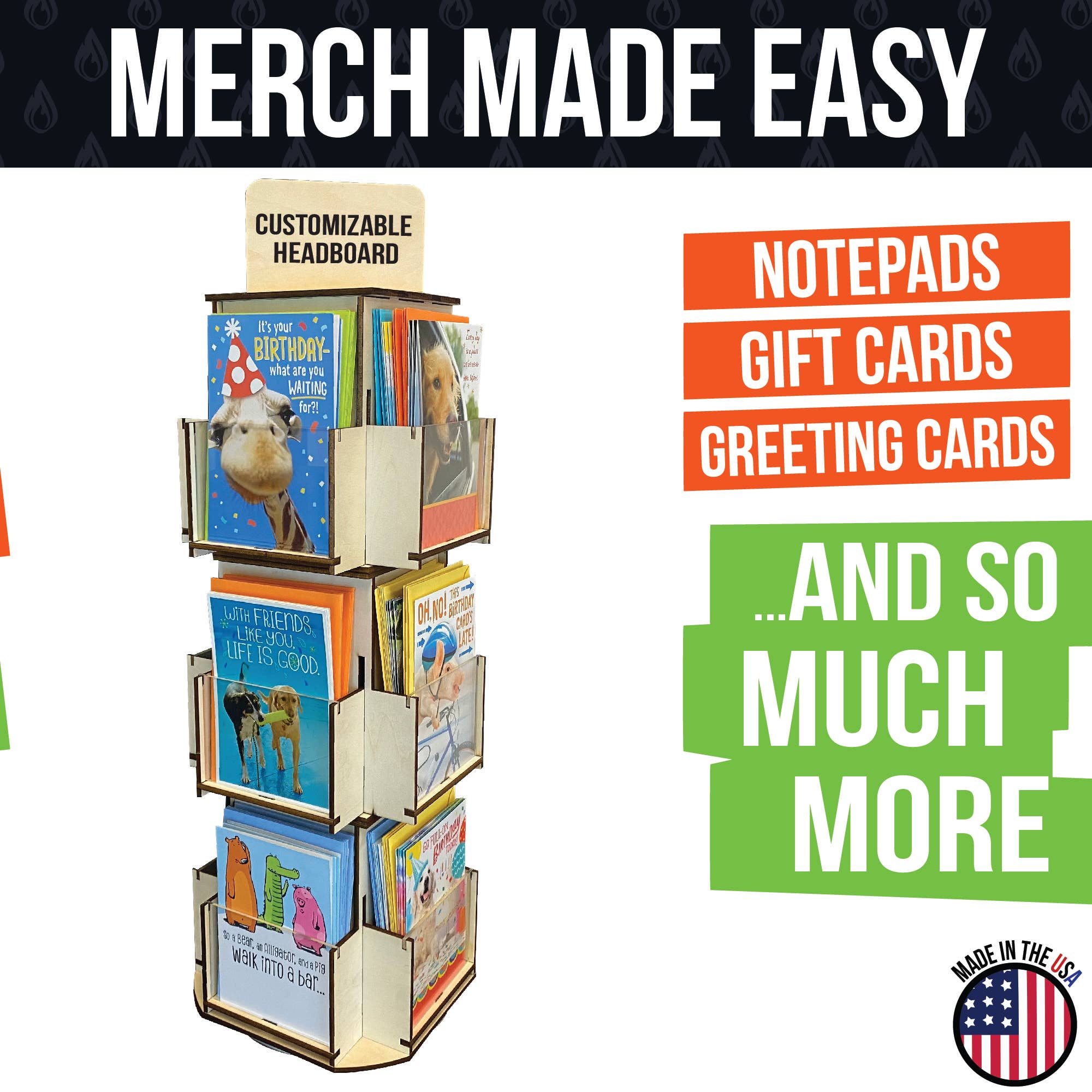 Torched Displays – wholesale Retailer display stand/case – Rotating Greeting Card Display Stand - 3 Tier11