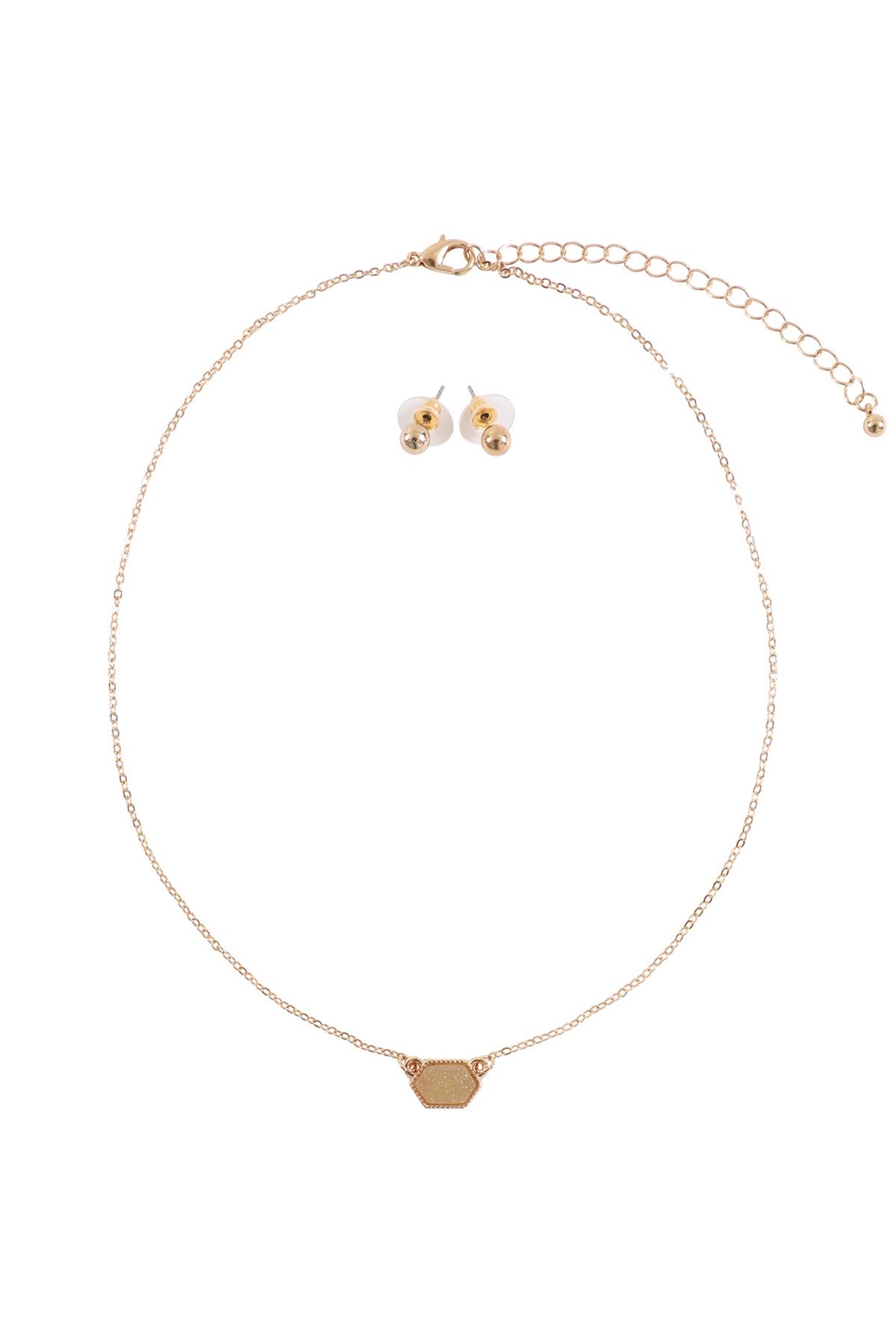 MYS Wholesale Inc - Wholesale Jewelry Set - Druzy Hexagon Pendant Necklace Earring Set23