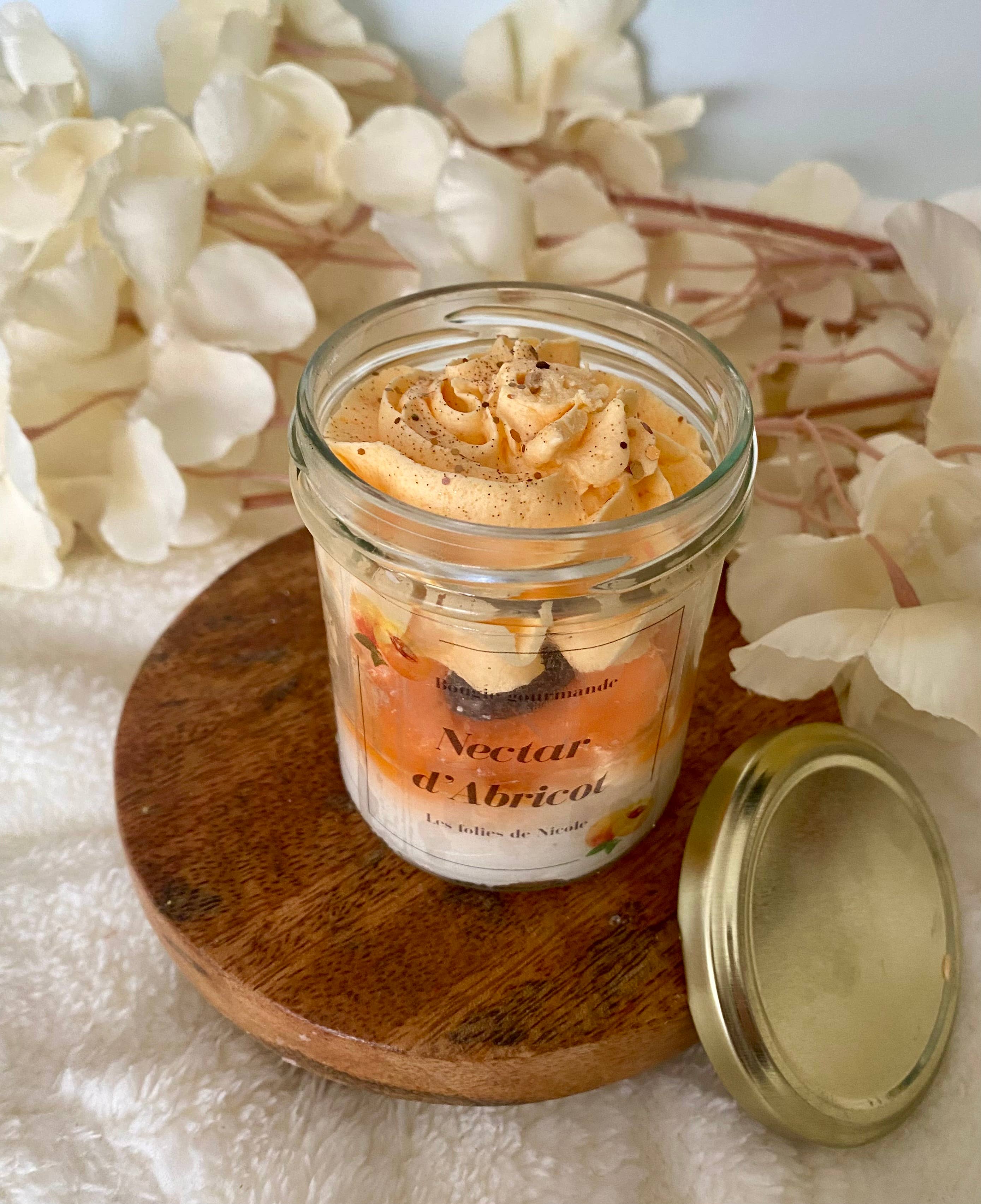 Les folies de Nicole - Wholesale Jar/Filled Candle - Gourmet Candle Apricot Nectar - New Version1
