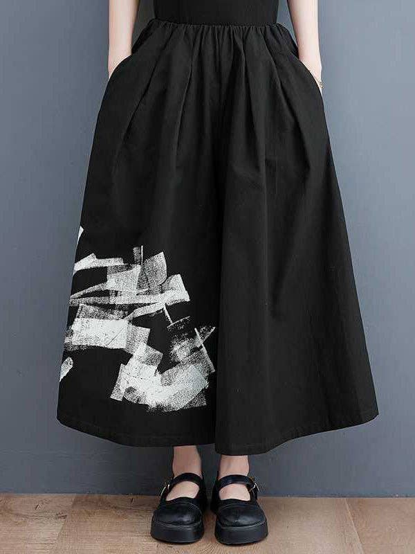 Løse brede ben Abstrakte trykte elastiske afslappede bukseunderdele for engroshandel hos VividLux