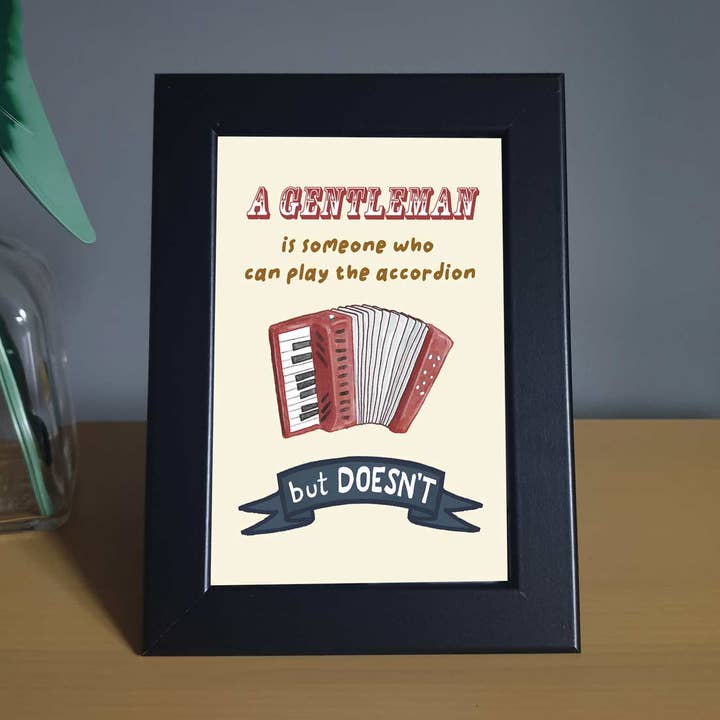 Acordeão - Impressão engraçada emoldurada 4x6” por atacado de Lee McGuire Art