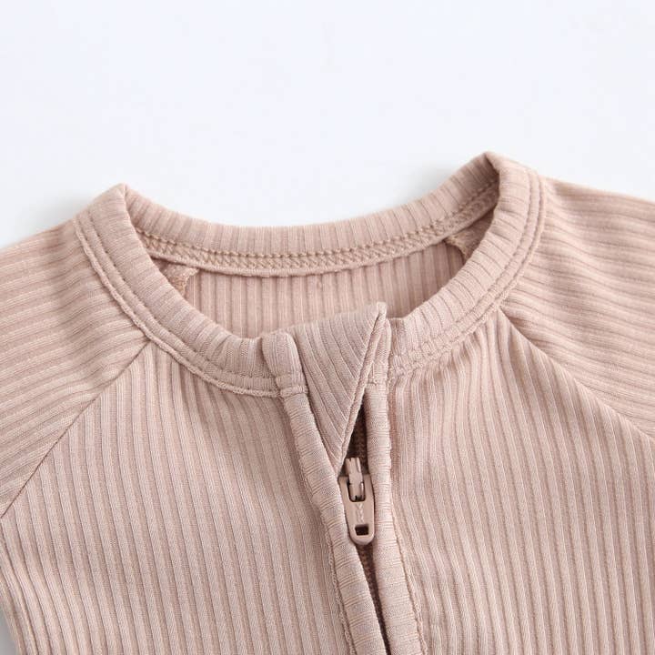 Luxie Charm - Wholesale Jumpsuit - Baby - Maple Ribbed Zippered Baby Romper2