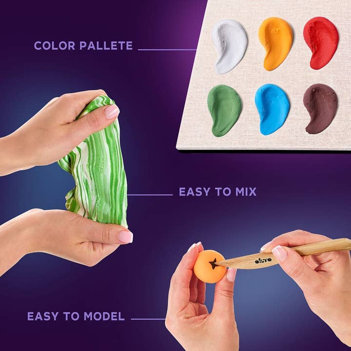 Baby Republic - Wholesale DIY Craft Kit - OKTO Air Dry Clay Wood & Craft Sensory Art - Joy