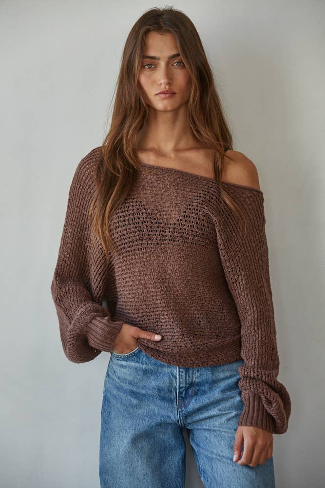 By Together - Wholesale Knit Sweater - Women's - W1106 | Sweater Knit Crochet Round Neck Long Sleeve Top3
