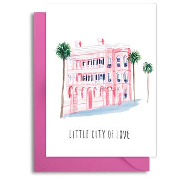 Slow Poke Press – wholesale Love card – Charleston Pink House Card