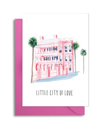 Charleston Pink House Card for wholesale by Slow Poke Press