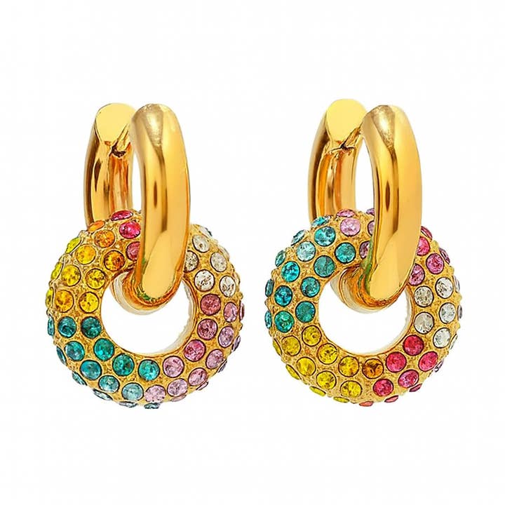 CZ Circle Hoops - Gemstone Hoop Earrings - Anti-tarnish for wholesale by Animira Jewels